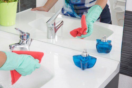 Cleaner wearing PPE during an oven cleaning service